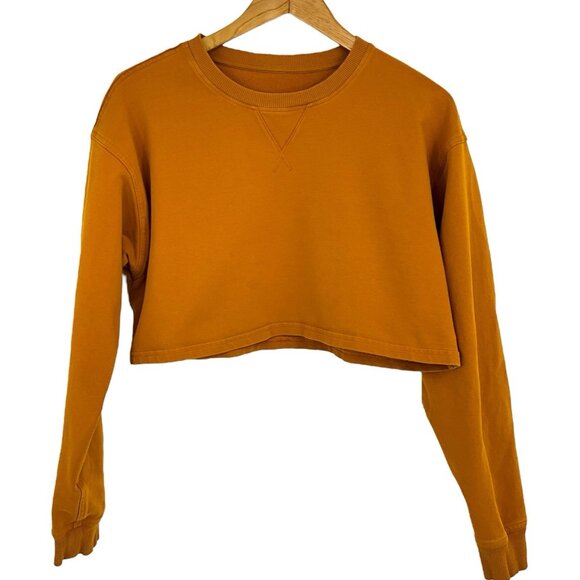 Lululemon All Yours Cropped Crew Sweatshirts Fools Gold Size 4 ? Long Sleeve - Picture 1 of 4